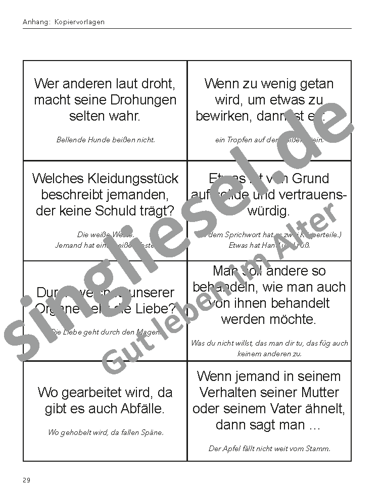 Spiele rund um Sprichwörter - Spielen mit Senioren (Sofort-Download als PDF)