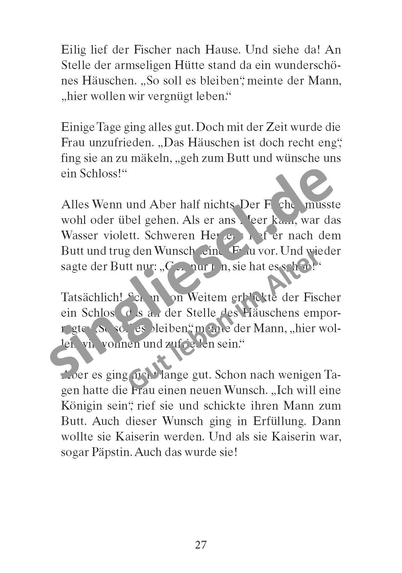 Märchen für Senioren. „Vom Fischer und seiner Frau“ u.v.m. (PDF) Vorlesegeschichte Seite 2