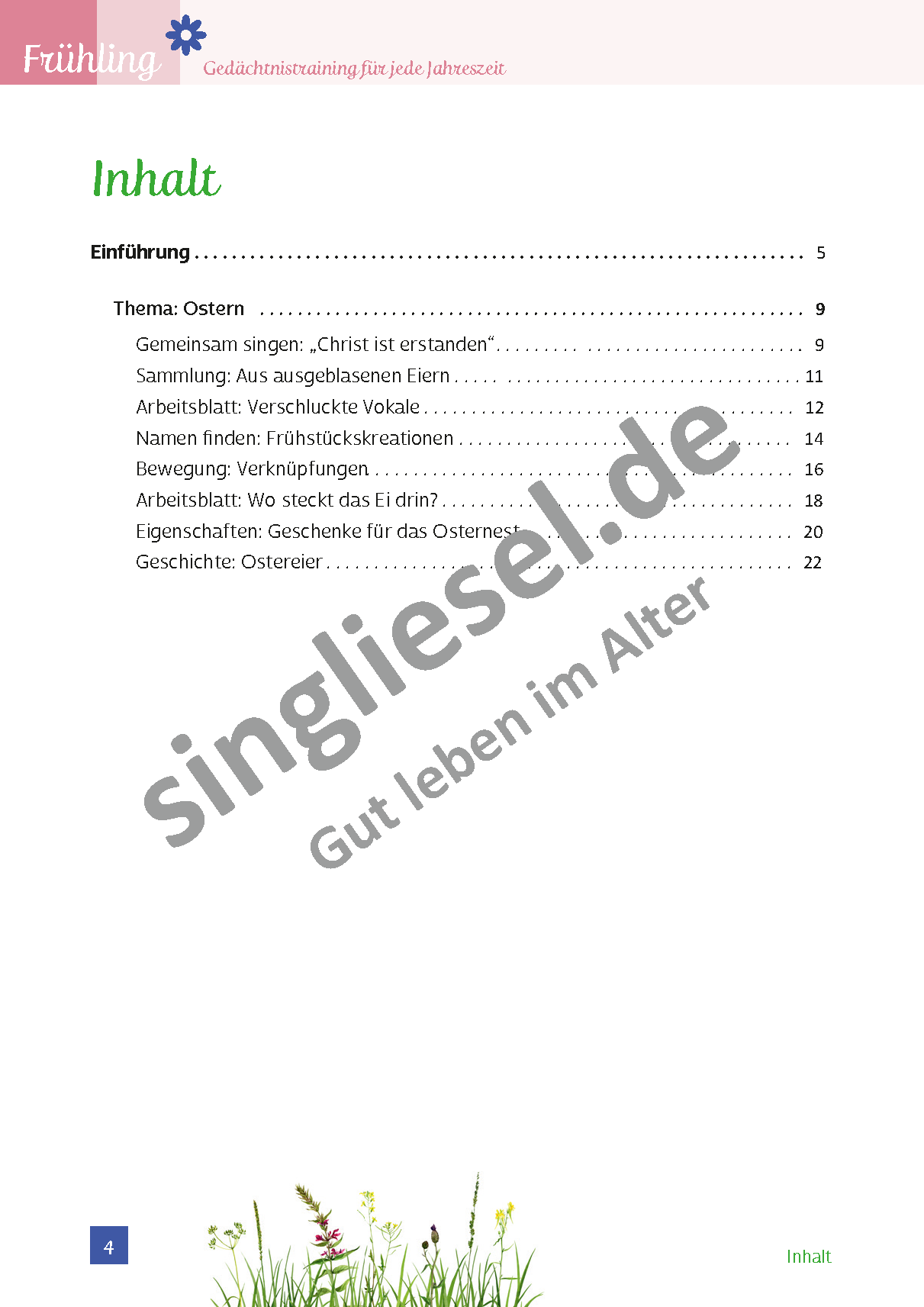 Gedächtnistraining für jede Jahreszeit -Thema: Ostern (Sofort-Download als PDF) Inhalt