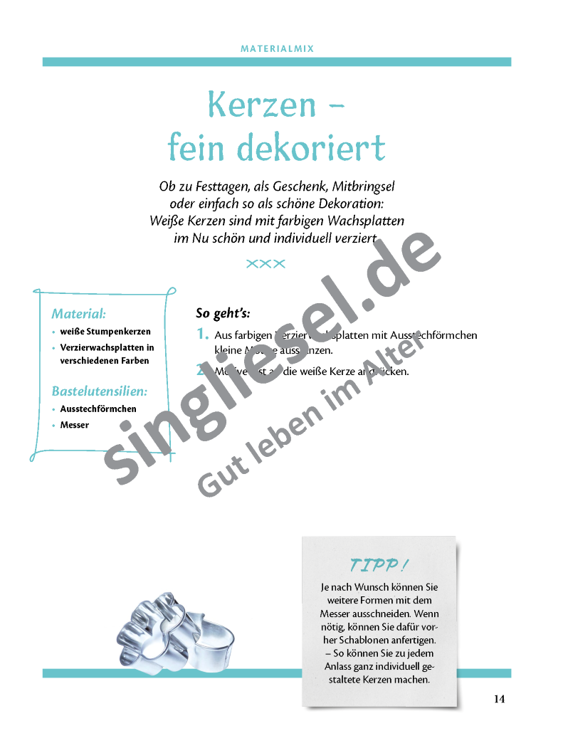 Basteln mit Senioren  Materialmix Sofort-Download als PDF Kerzen Deko Anleitung