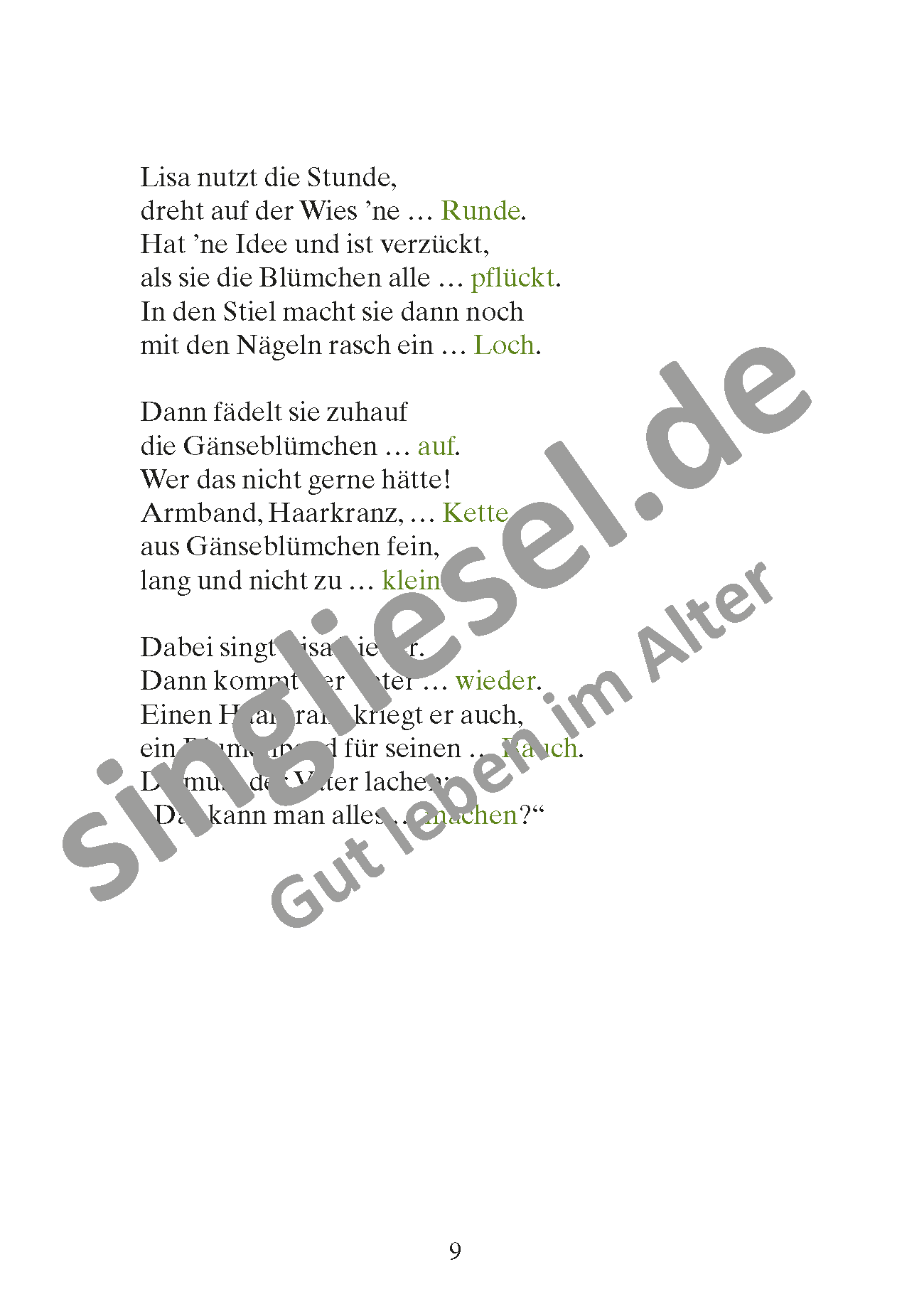April - Lücken-Geschichten in Reimen. Sofort PDF Download. Gänseblümchen Klein Seite 2