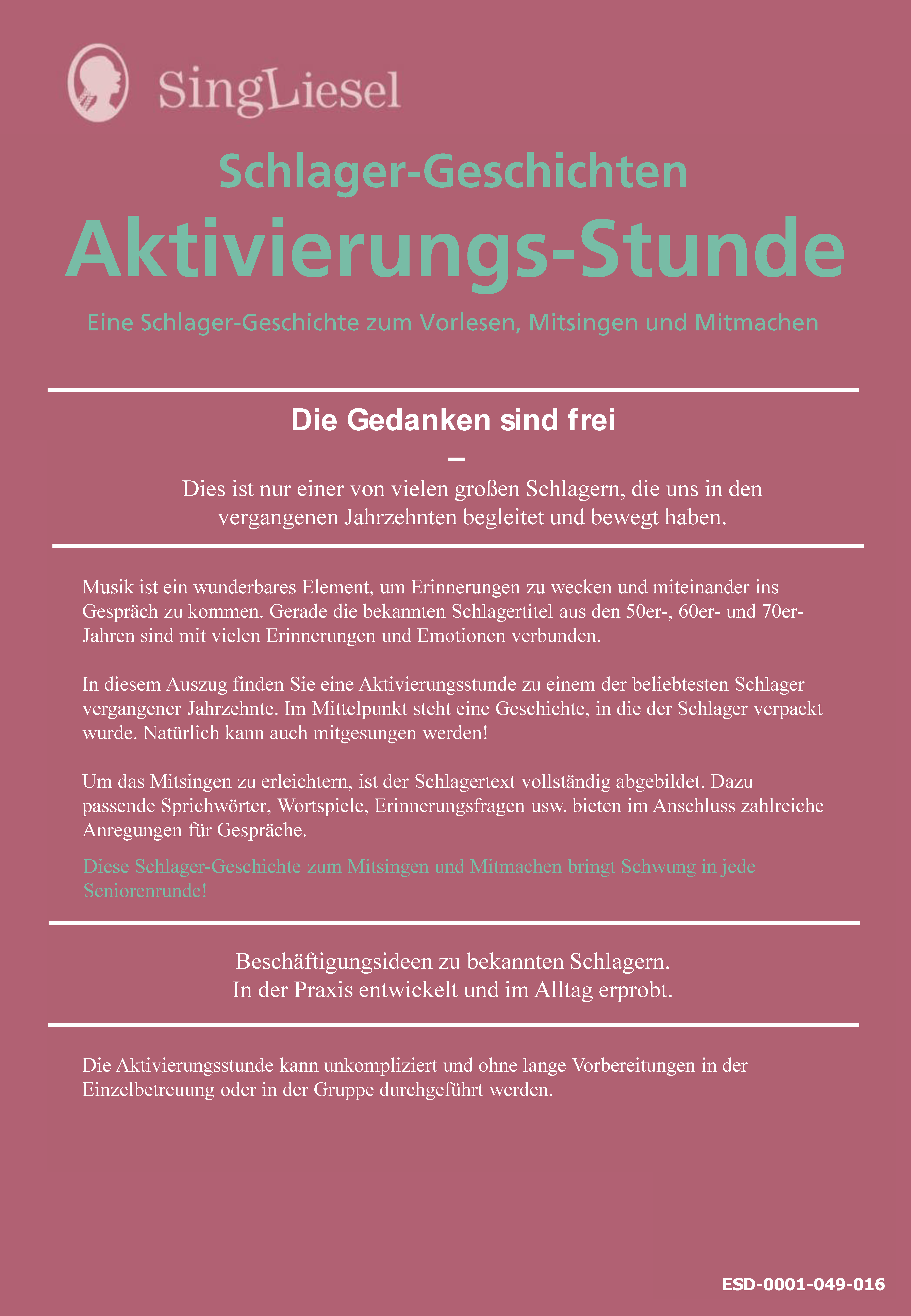 Die Gedanken sind frei - Schlagergeschichten Aktivierungs-Stunde (Sofort-Download als PDF)