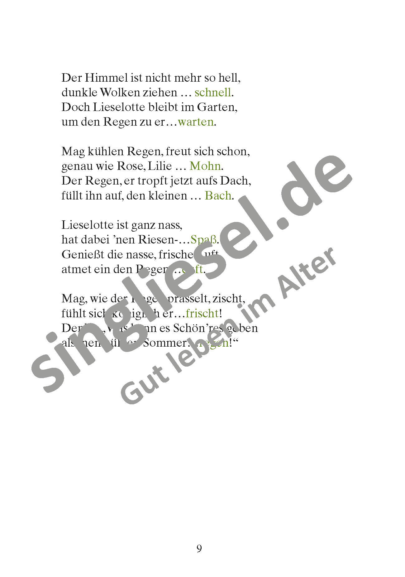 Juli - Lücken-Geschichten in Reimen. Sofort PDF Download. Sommerregen Seite 2