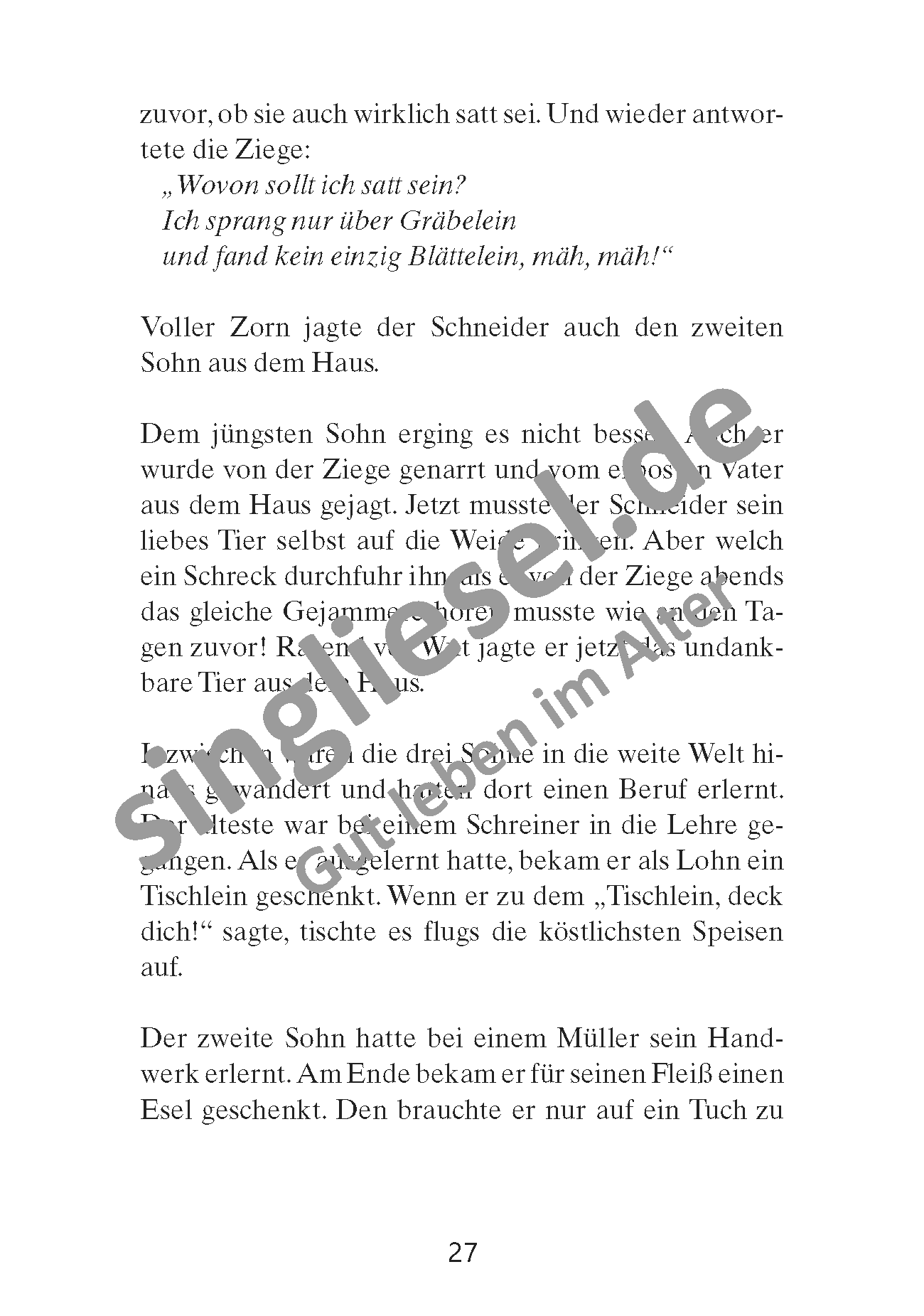 Märchen für Senioren. "Tischlein deck dich“ u.v.m. (PDF) Vorlesegeschichte Seite 2