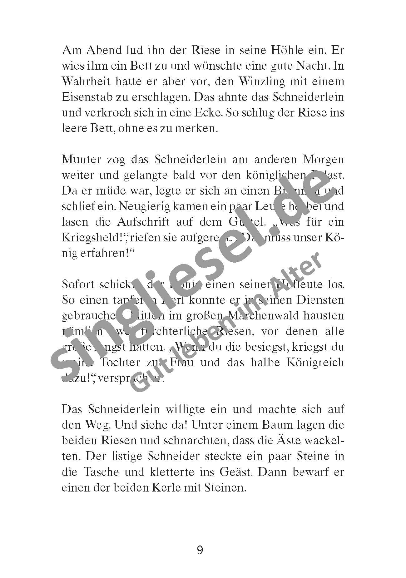 Märchen für Senioren. „Das tapfere Schneiderlein“ u.v.m. (PDF) Vorlesegeschichte Seite 2