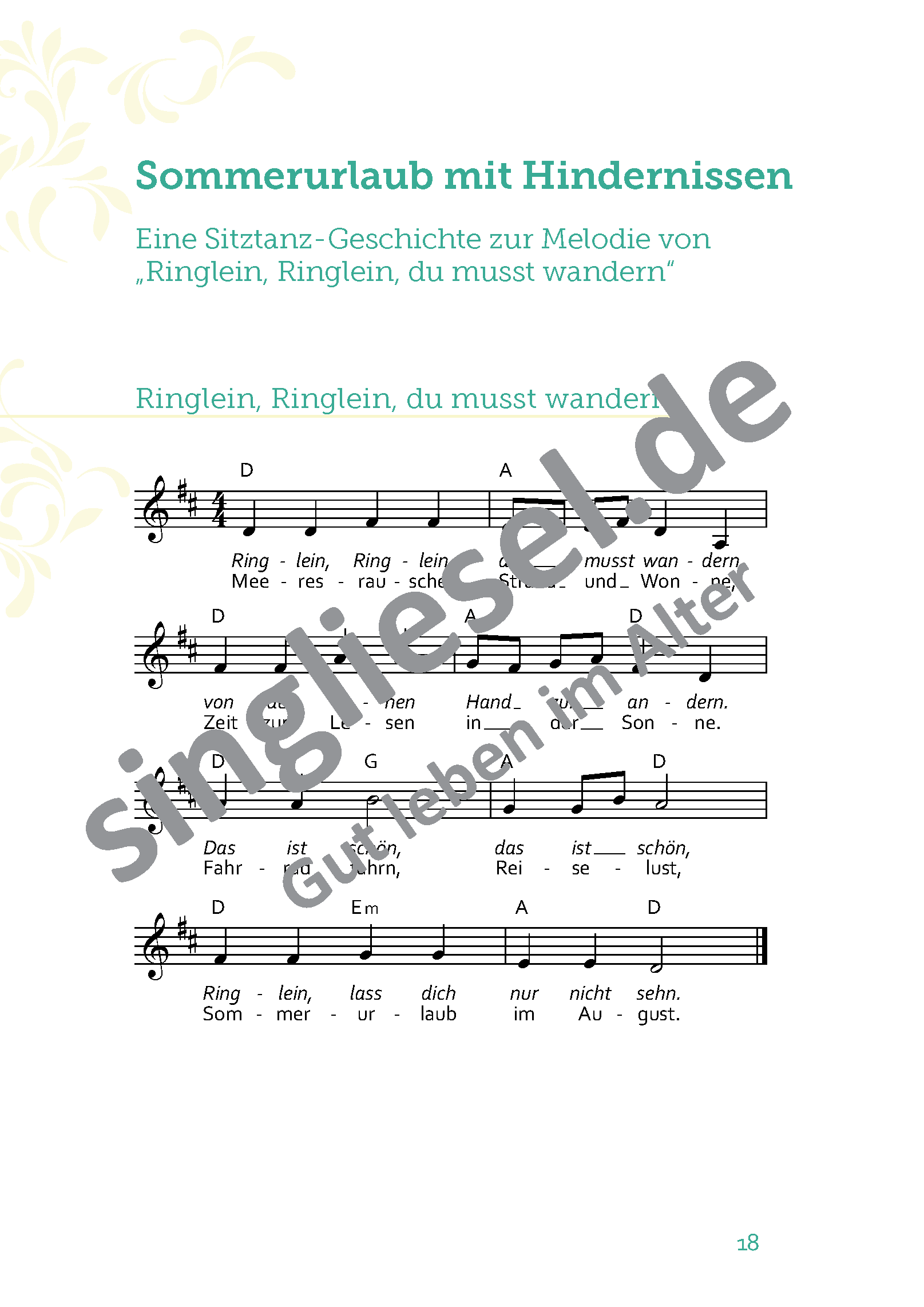Ringlein, Ringlein, du musst wandern Seite 1 Sitztanz Geschichten für Senioren Mit Noten Band 4 Sofort-Download als PDF 