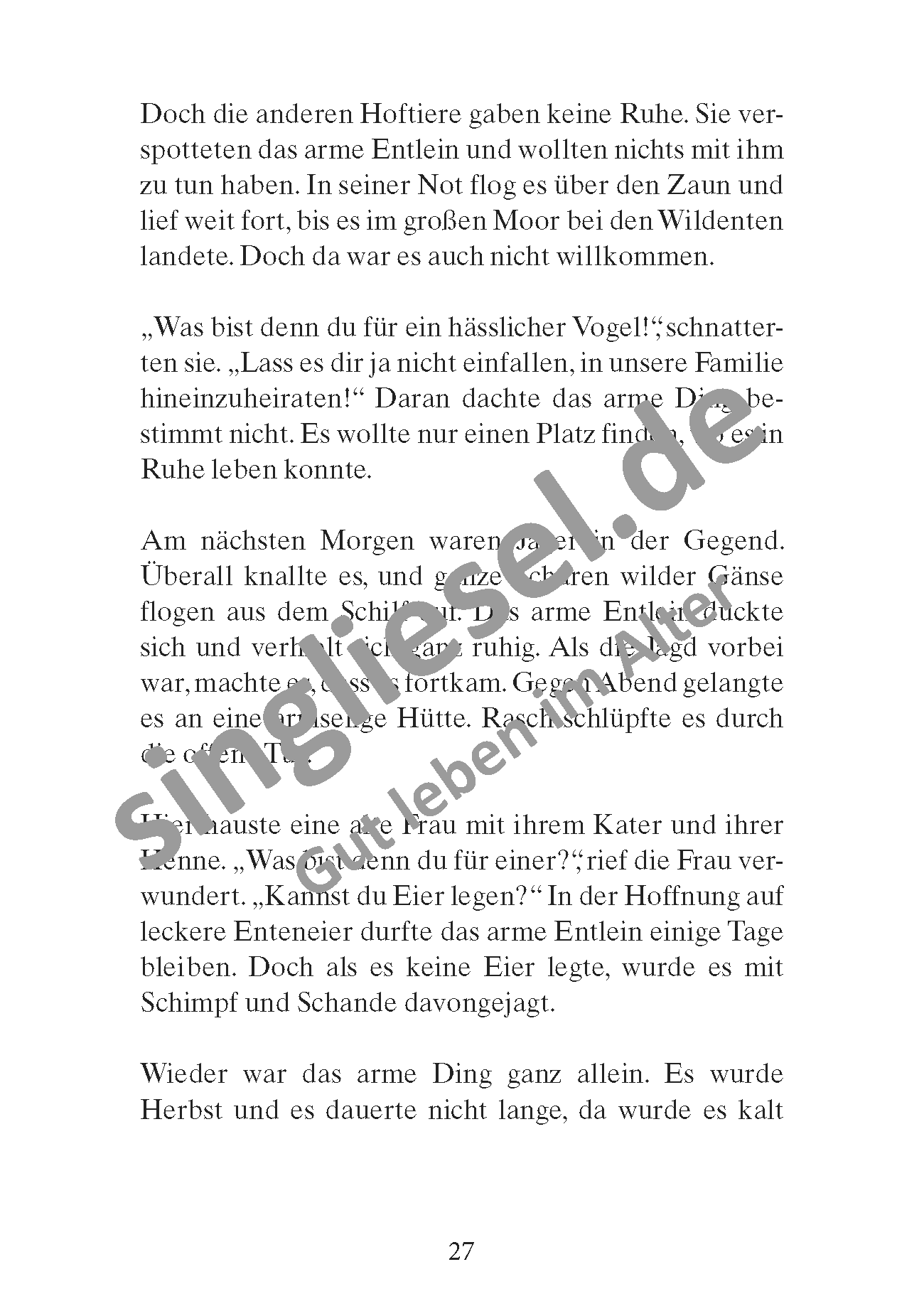 Märchen für Senioren. „Das hässliche Entlein“ u.v.m. (PDF) Vorlesegeschichte Seite 2