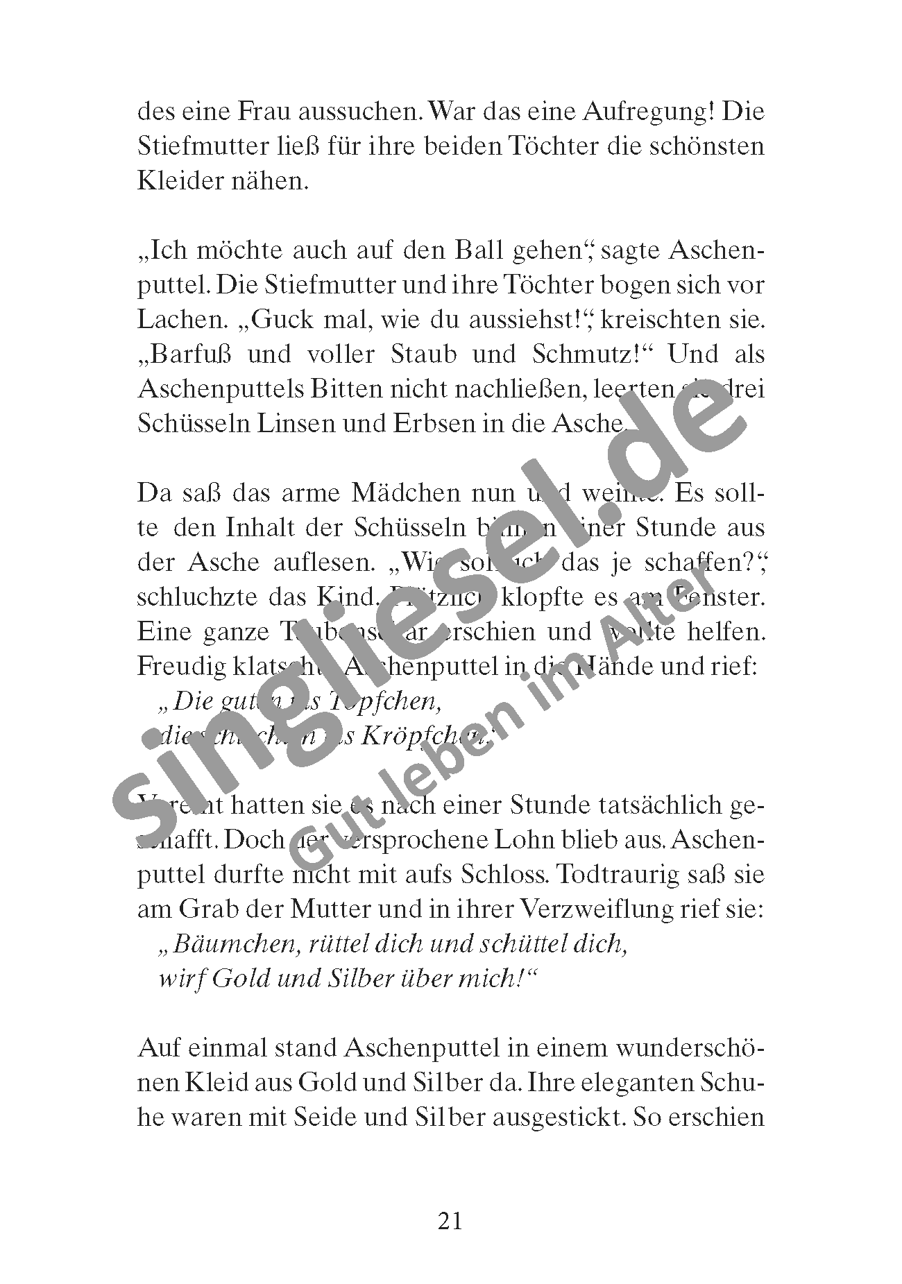 Märchen für Senioren. „Aschenputtel“ u.v.m. (PDF) Vorlesegeschichte Seite 2