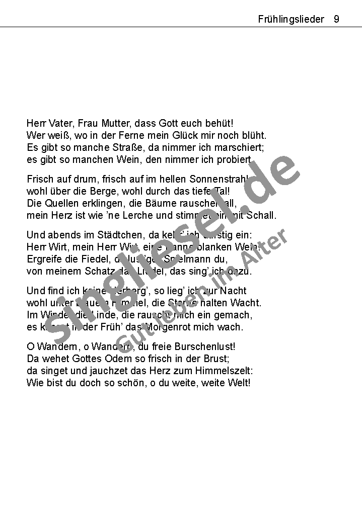 Die schönsten Frühlingslieder Der Mai ist gekommen Text