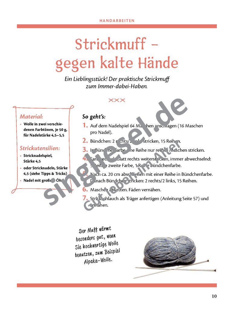 Basteln mit Senioren Tolle Handarbeiten Sofort-Download als PDF Strick Muff Anleitung