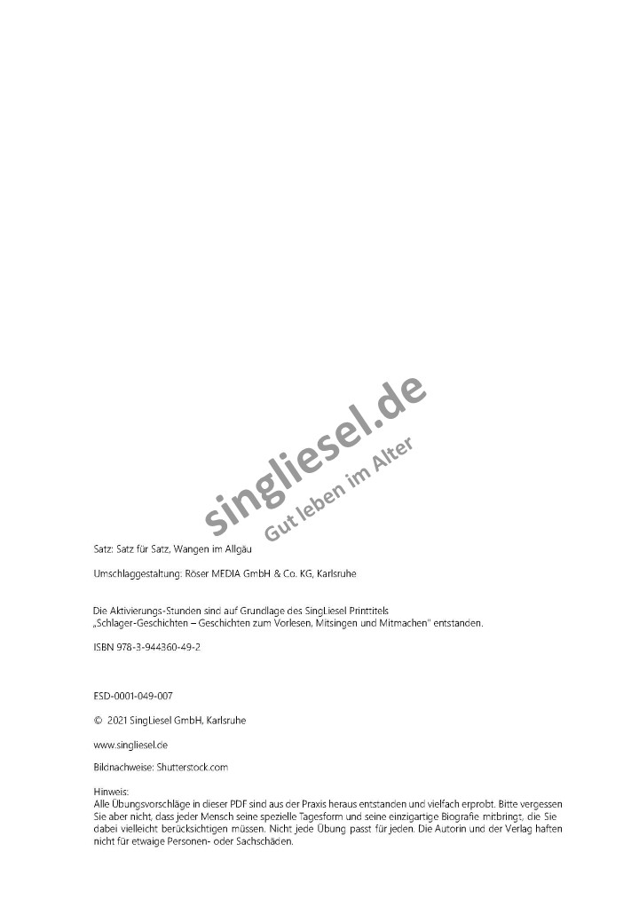 Die Beine von Dolores - Schlagergeschichten Aktivierungs-Stunde (Sofort-Download als PDF)