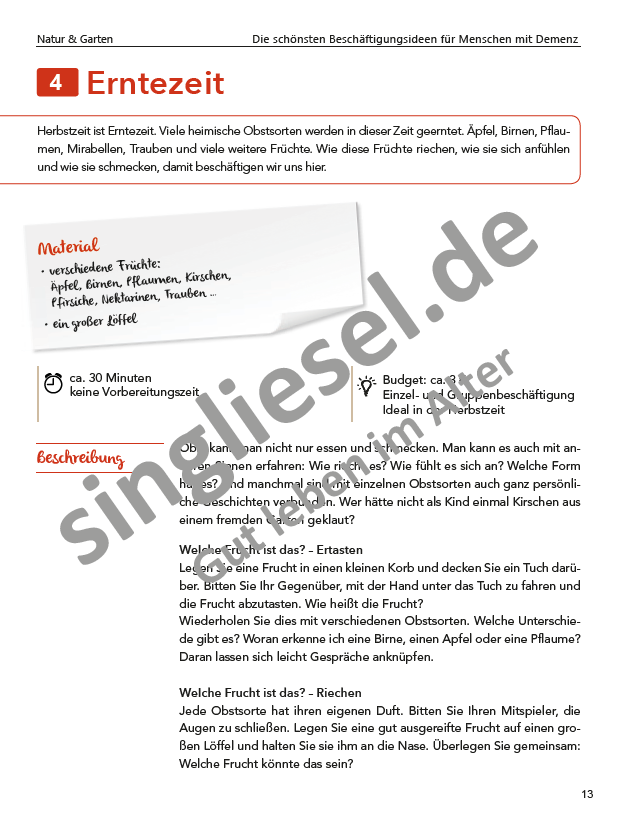 Natur und Garten - Beschäftigungs-Paket bei Demenz (Sofort-Download als PDF)