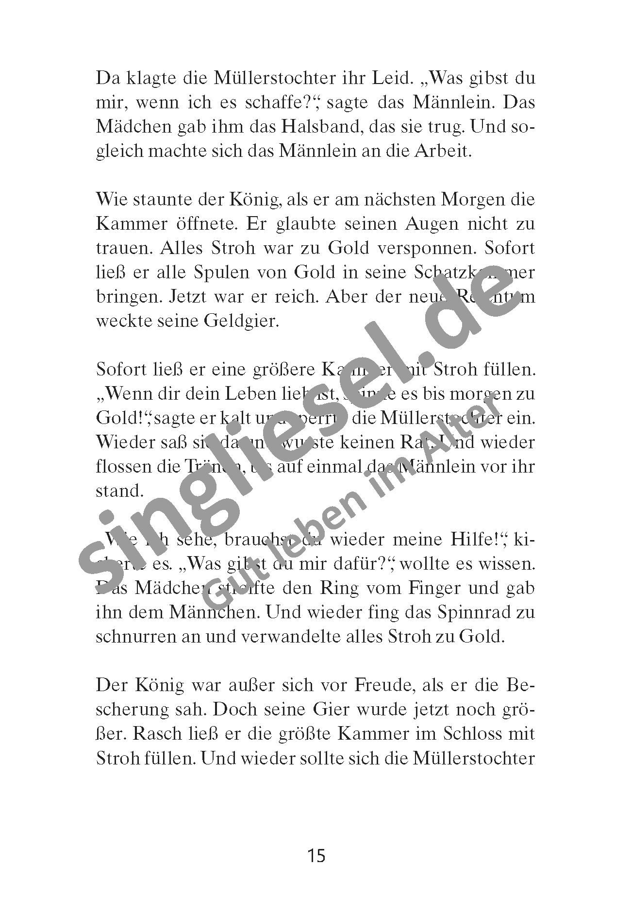 Märchen für Senioren. „Rumpelstilzchen“ u.v.m. (PDF) Vorlesegeschichte Seite 2