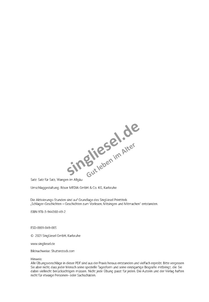 Sand in den Schuhen - Schlagergeschichten Aktivierungs-Stunde (Sofort-Download als PDF)