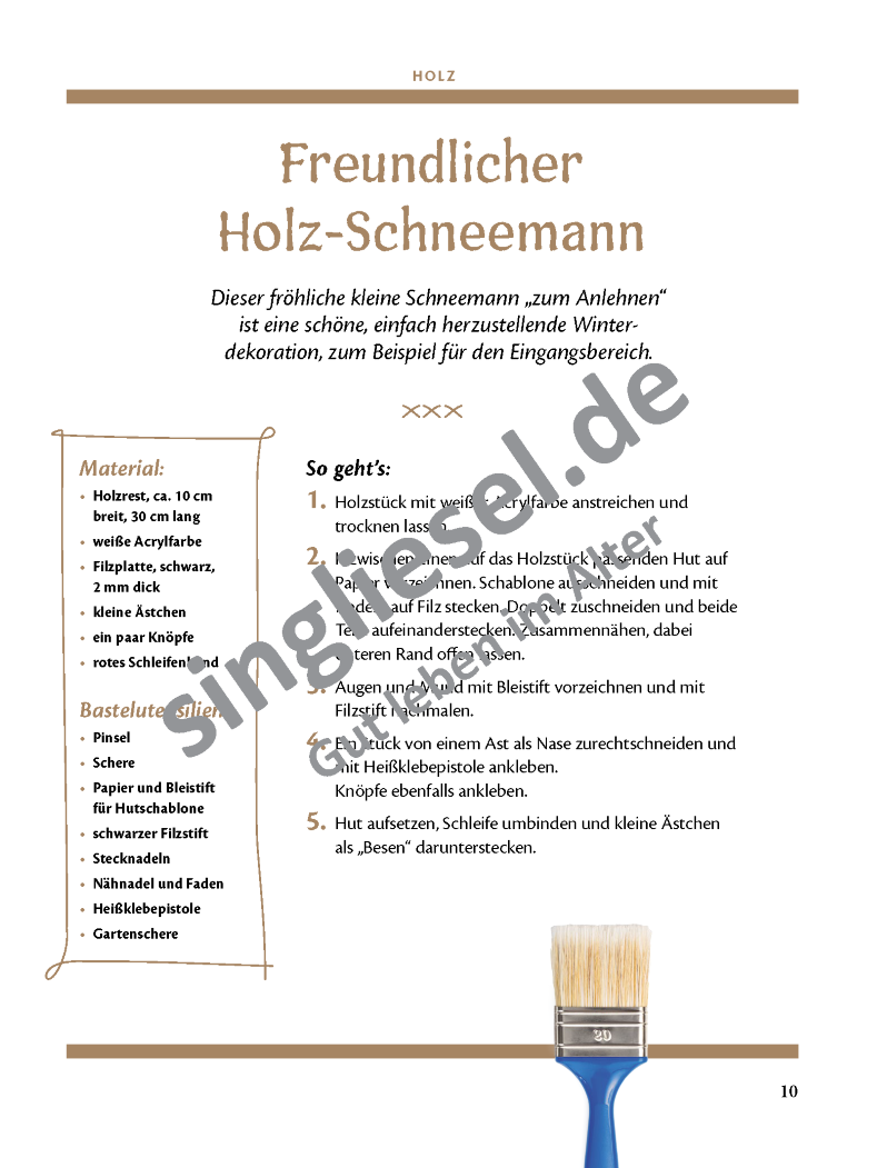 Basteln mit Senioren Tolle Bastelideen aus Holz Sofort-Download als PDF Schneemannn aus Holz Anleitung
