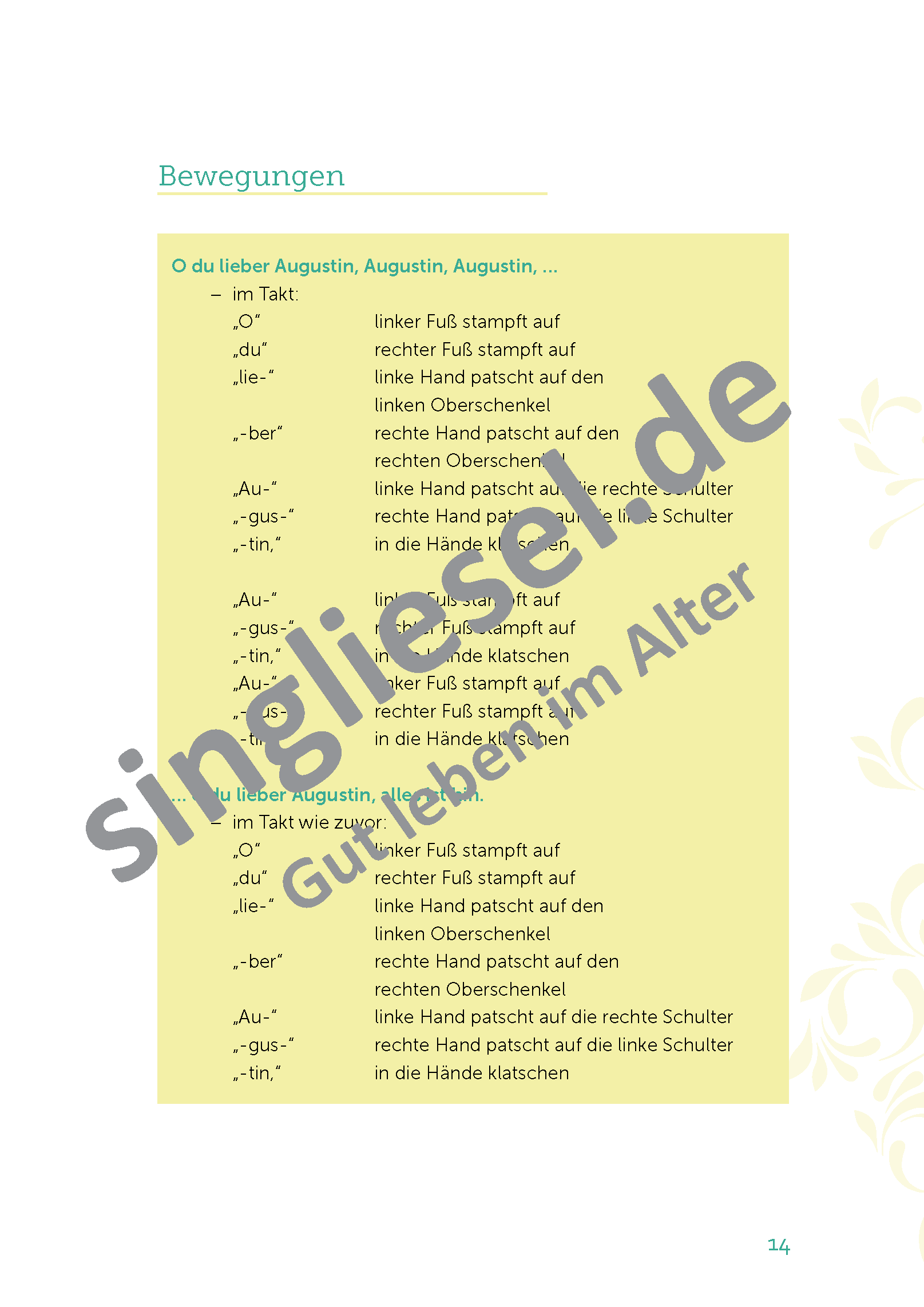 Sitztanz Geschichten für Senioren PDF Band 1 Sofort-Download O du lieber Augustin Seite 2