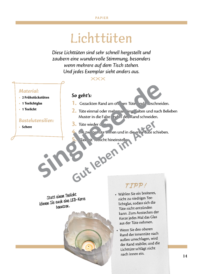 Basteln mit Senioren Tolle Bastelideen mit Papier Sofort-Download als PDF Lichttüte Bastelanleitung