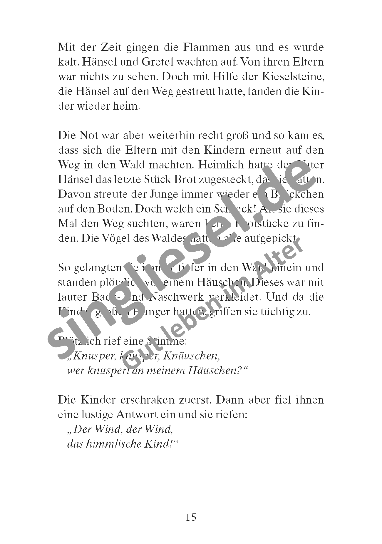 Märchen für Senioren. „Hänsel und Gretel“ u.v.m. (PDF) Vorlesegeschichte Seite 2