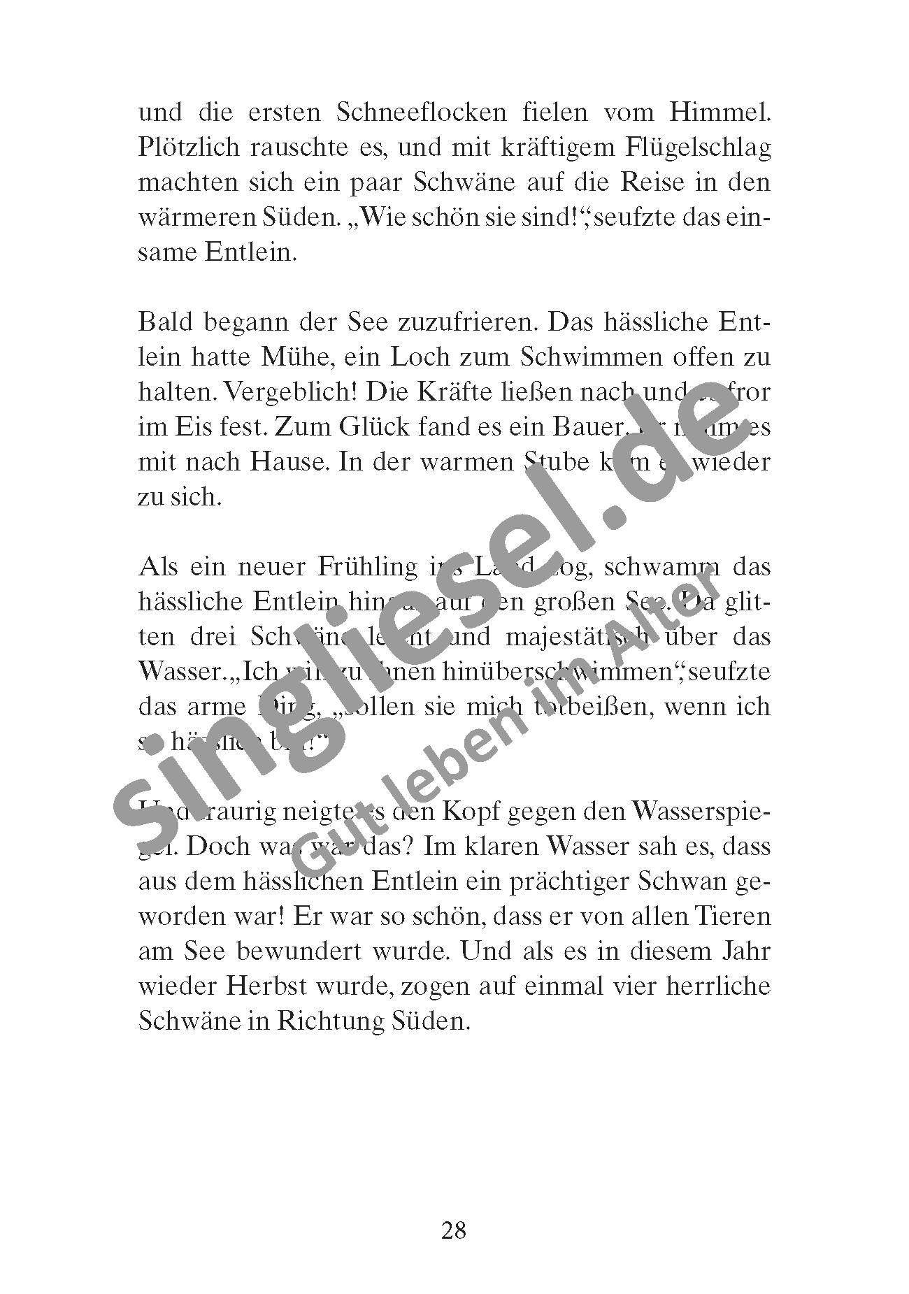 Märchen für Senioren. „Das hässliche Entlein“ u.v.m. (PDF) Vorlesegeschichte Seite 3