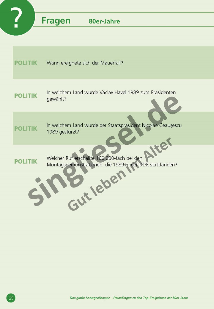 Das große Schlagzeilen-Quiz 80er Jahre (Sofort-Download als PDF)