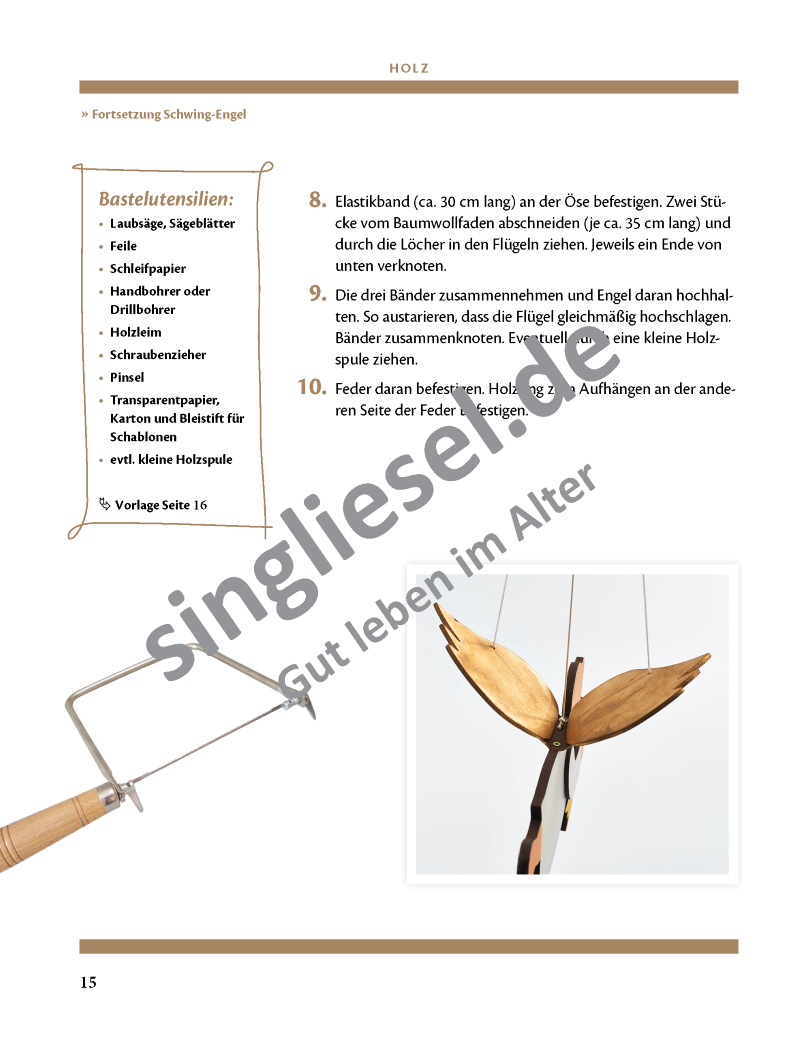 Basteln mit Senioren Tolle Bastelideen aus Holz Sofort-Download als PDF Schwingengel Anleitung