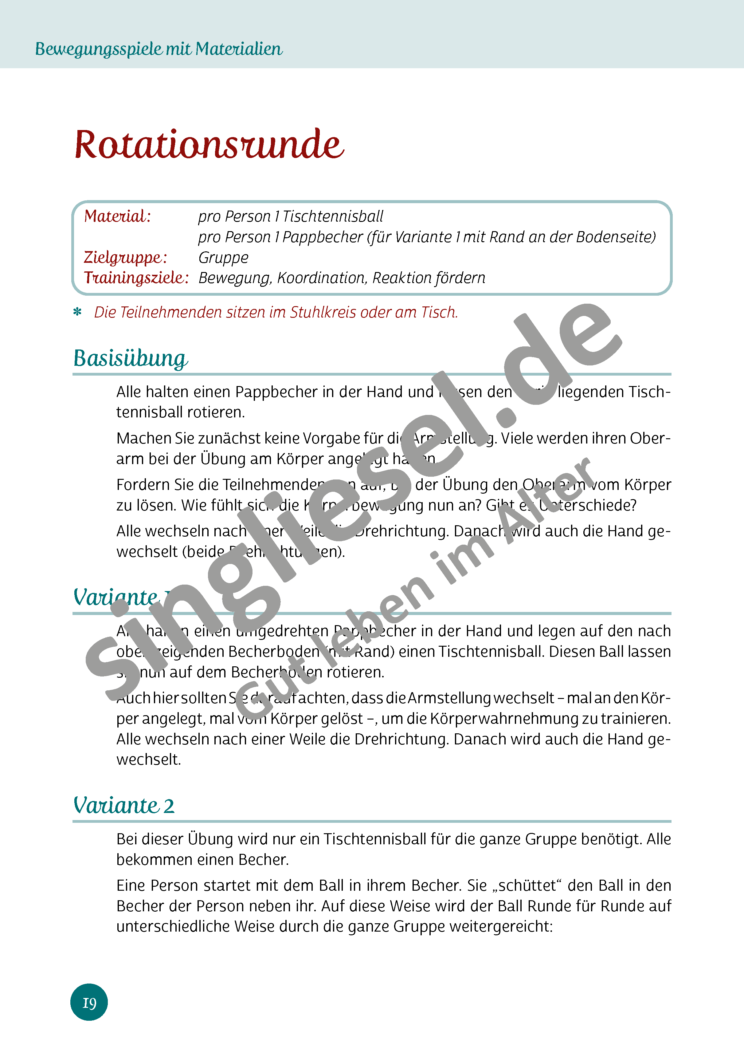 Die 13 besten Bewegungsspiele, um Kopf und Körper fit zu halten Band 1 - Aktives Gedächtnistraining für Senioren (Sofort-Download als PDF) 