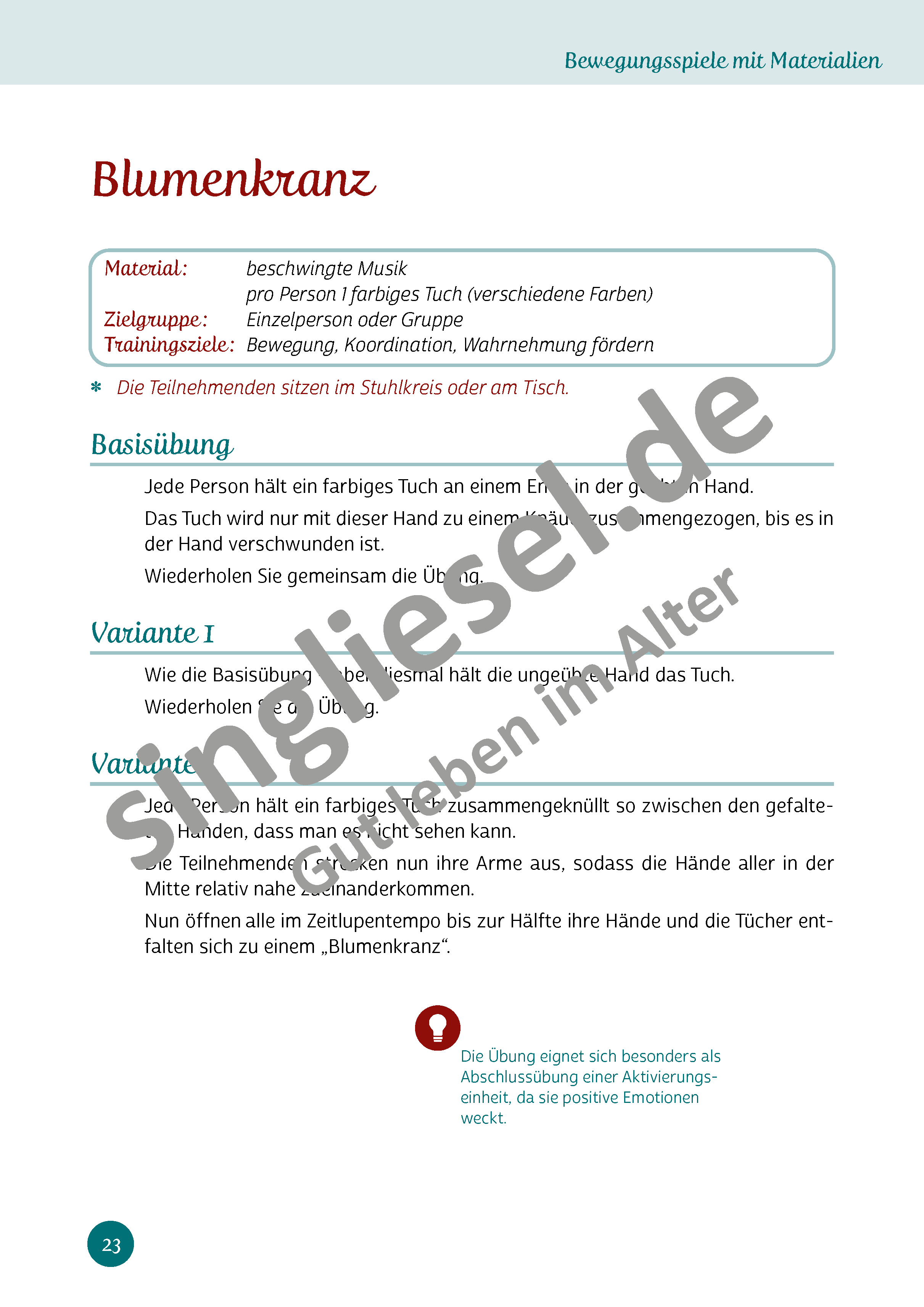 Die 13 besten Bewegungsspiele, um Kopf und Körper fit zu halten Band 1 - Aktives Gedächtnistraining für Senioren (Sofort-Download als PDF) 