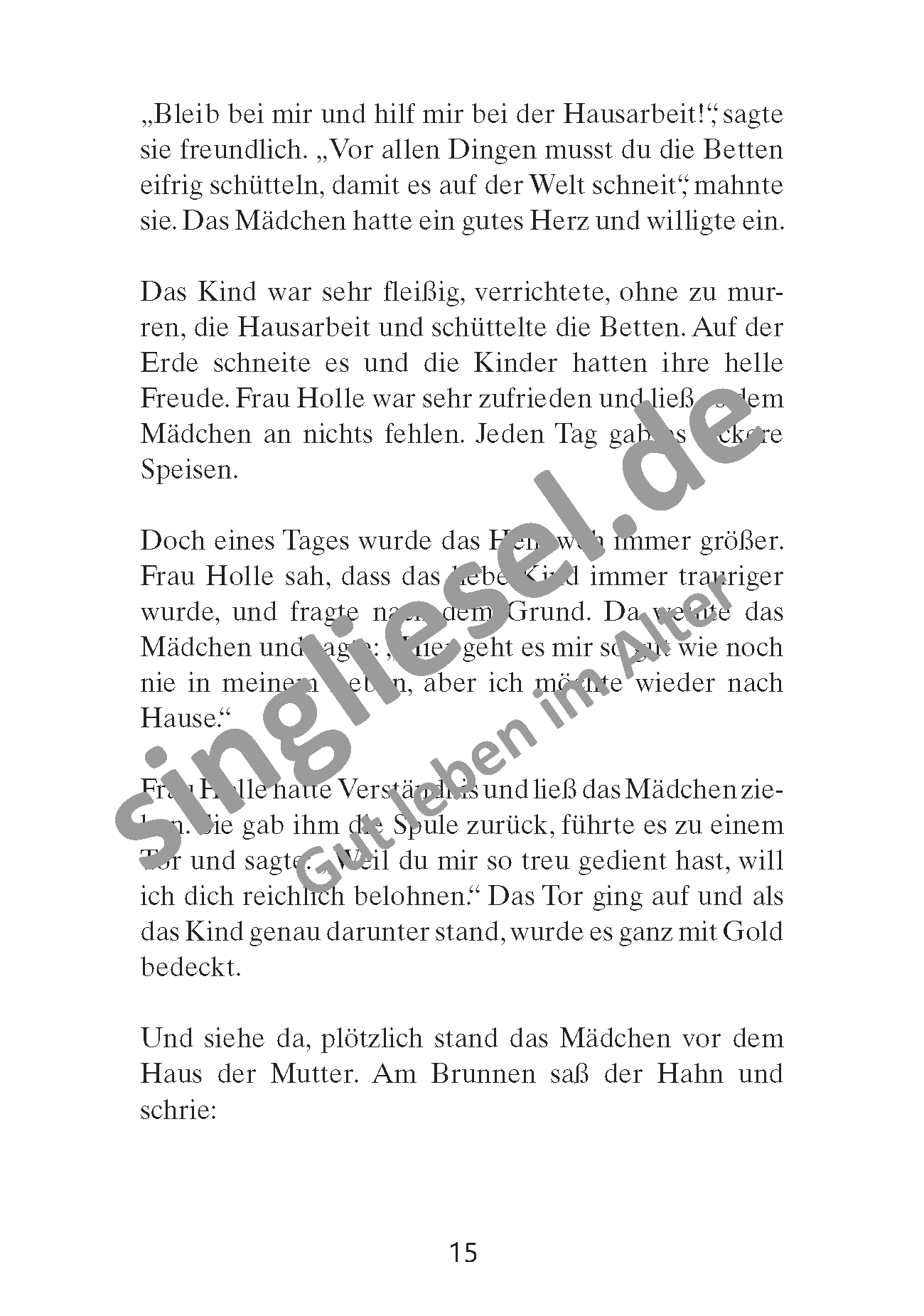 Märchen für Senioren. Frau Holle“ u.v.m. (PDF) Vorlesegeschichte Seite 2