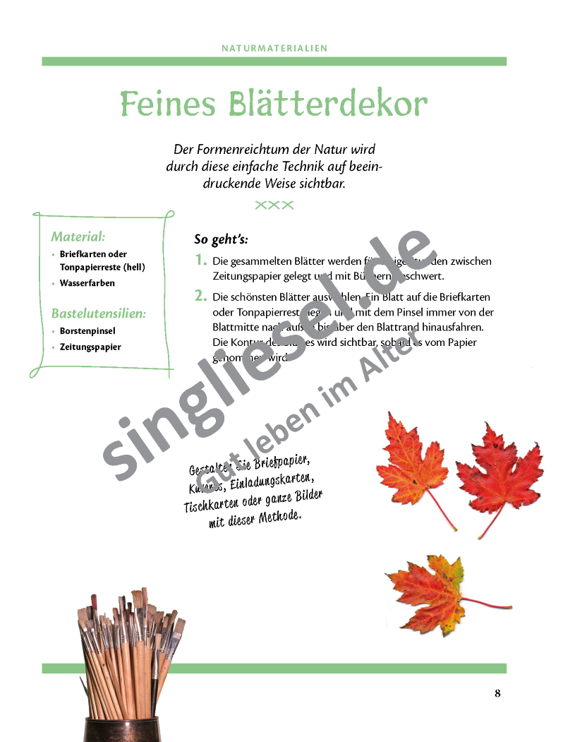 Basteln mit Senioren Tolle Bastelideen mit Naturmaterialien Sofort-Download als PDF Blätterdekor Anleitung