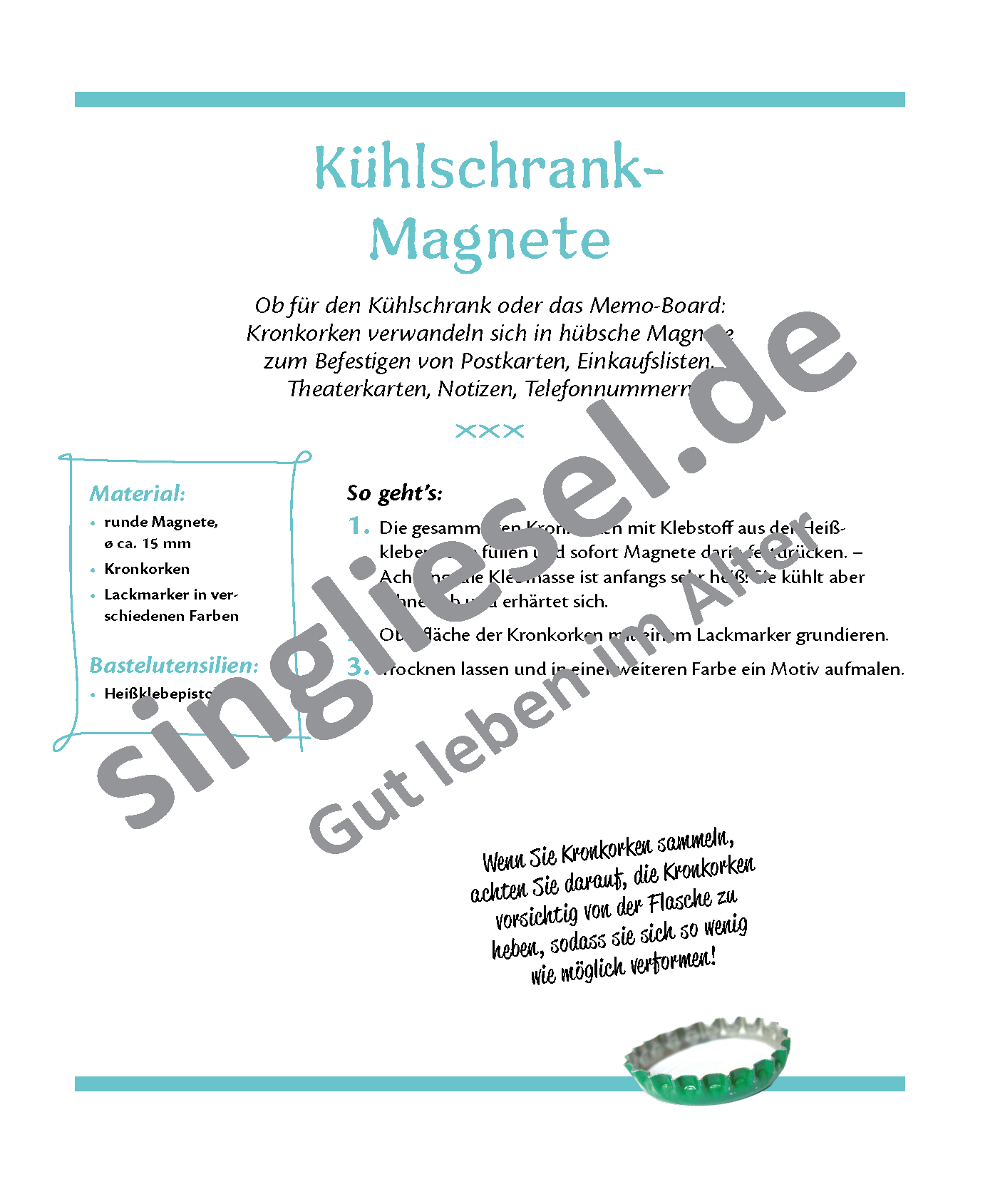 Basteln mit Senioren Sofort-Download als PDF Kühlschrank Magnete Bastelanleitung