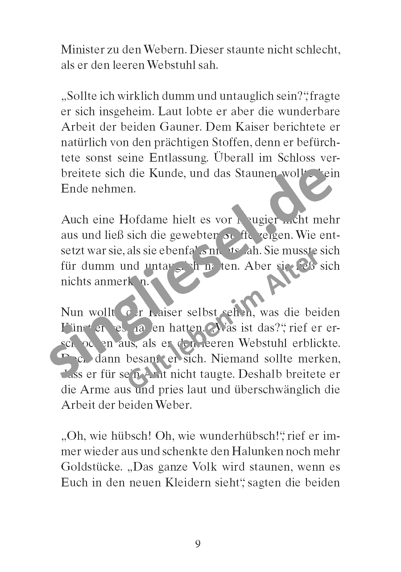 Märchen für Senioren. „Des Kaisers neue Kleider“ u.v.m. (PDF) Vorlesegeschichte Seite 1